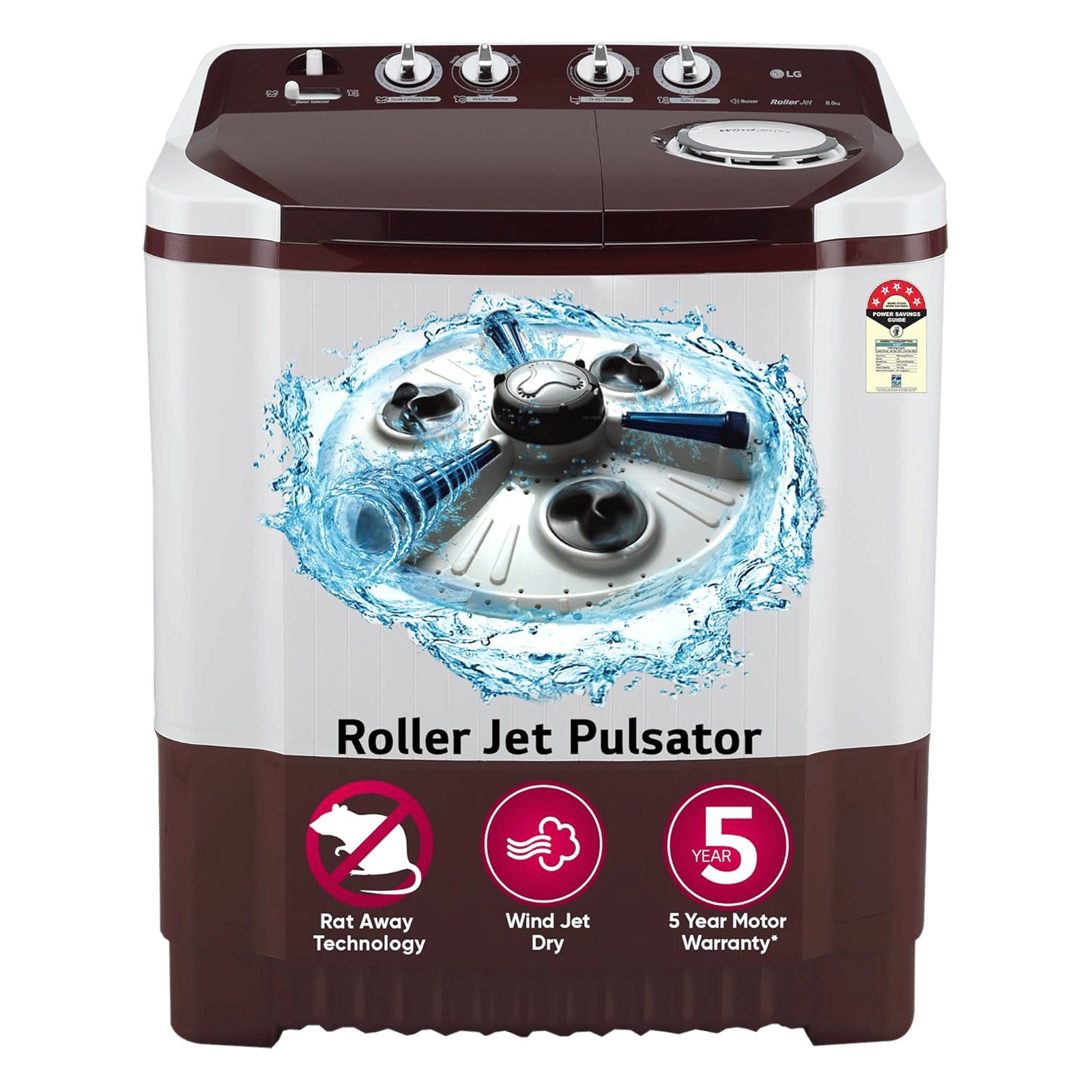 Buy Lg 8 Kg 5 Star Semi Automatic Washing Machine With Lint Filter P8030srazabgqeil Burgundy 3834